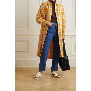 Isabel Marant Fontia Coat Yellow Plaid Wool Blanket Shacket Sz Small Chic French
